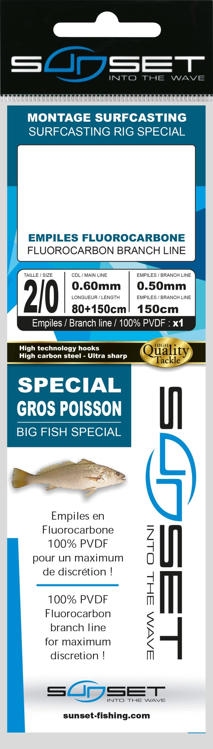 Sunset BDL Surfcasting RS Competition Special Big Fish Fluorocarbon Rig With Octopus 0,60mm 80cm + 0,50mm 150cm Size 4/0 1 Sunset BDL Surfcasting RS Competition Special Big Fish Fluorocarbon Rig With Octopus 0,60mm 80cm + 0,50mm 150cm Size 4/0