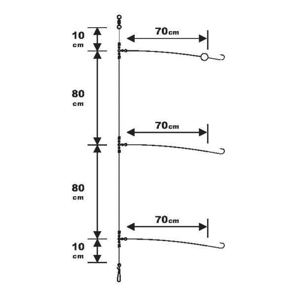 Sunset BDL Surfcasting RS Competition Special Seabass Fluorocarbon Rig 0,50mm 180cm + 3x 0,35mm 70cm (Size 2) 1 Sunset BDL Surfcasting RS Competition Special Seabass Fluorocarbon Rig 0,50mm 180cm + 3x 0,35mm 70cm (Size 2)